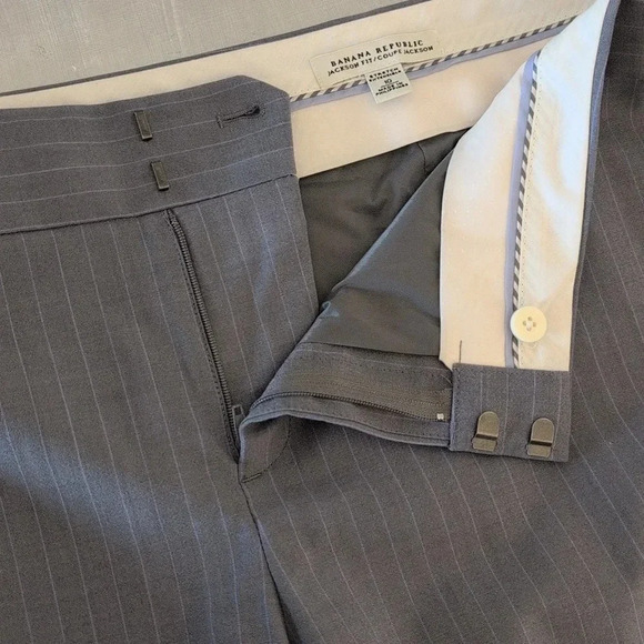 BANANA REPUBLIC JACKSON-FIT GRAY STRIPE 95%  WOOL STRETCH DRESS WORK PANT SZ 10 - Picture 15 of 15
